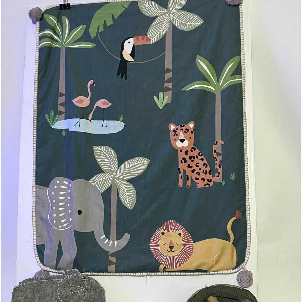 One of a kind baby jungle mini crib bedding bundle new